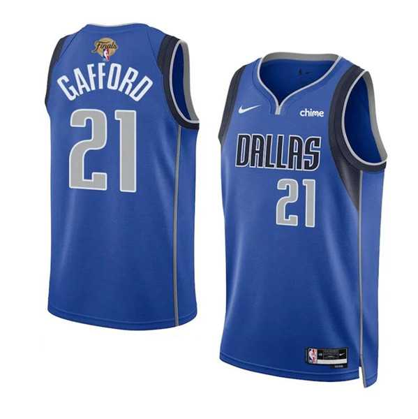 Men%27s Dallas Mavericks #21 Daniel Gafford Blue 2024 Finals Icon Edition Stitched Basketball Jersey Dzhi->dallas mavericks->NBA Jersey